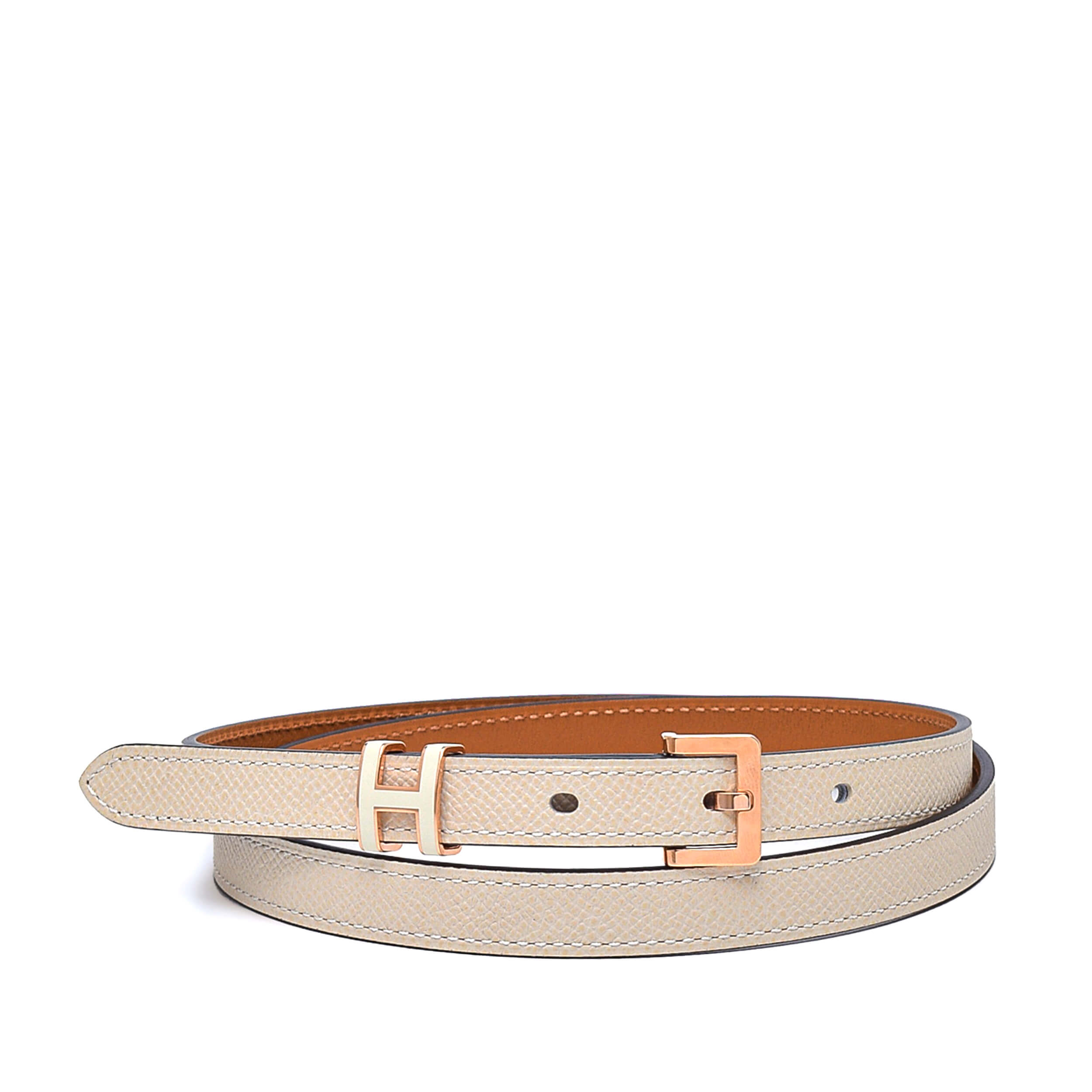 Hermes-Beige&Rose Gold Epsom Leather Pop H 15MM belt